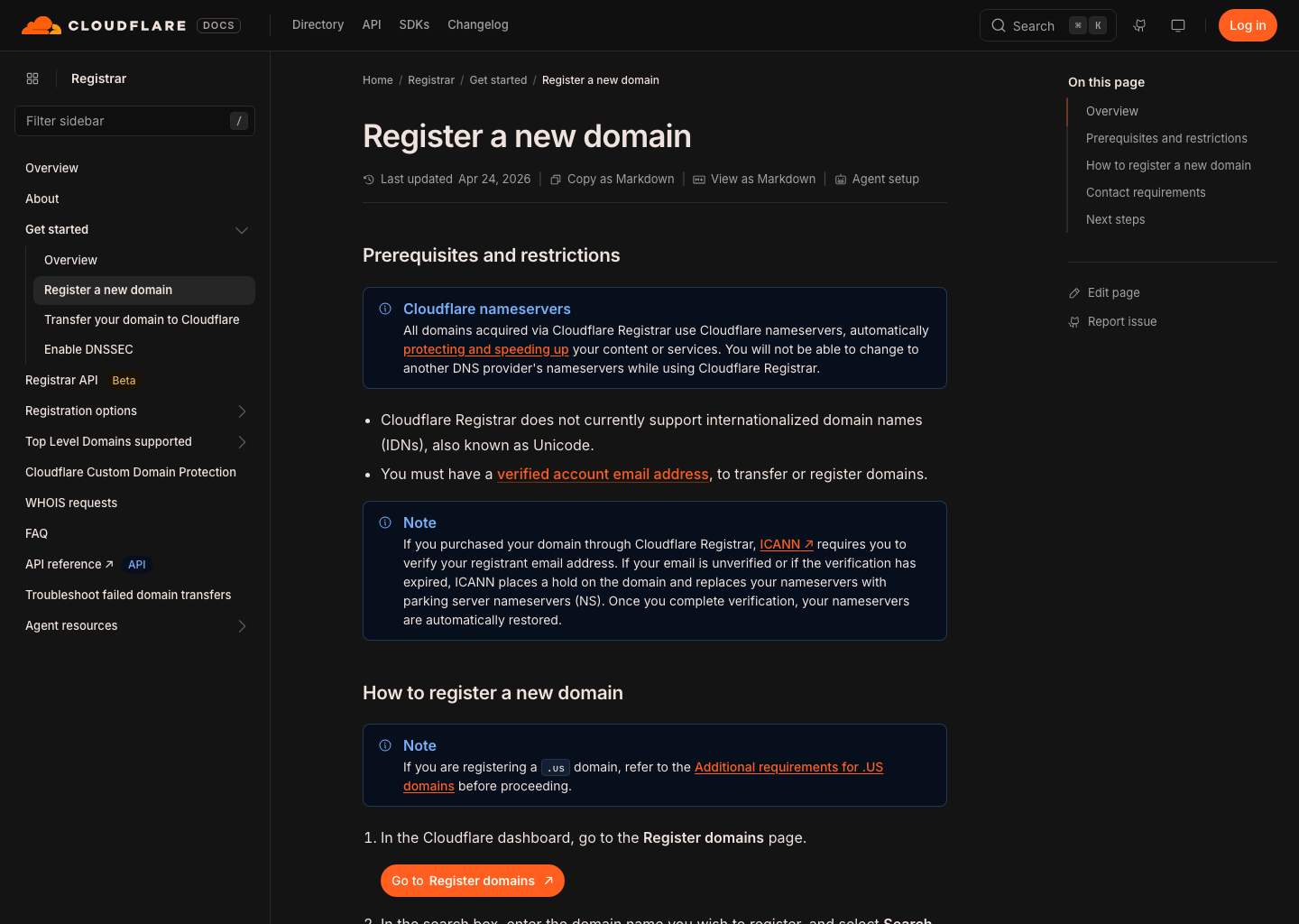 Cloudflare public documentation explaining its registrar and nameserver setup