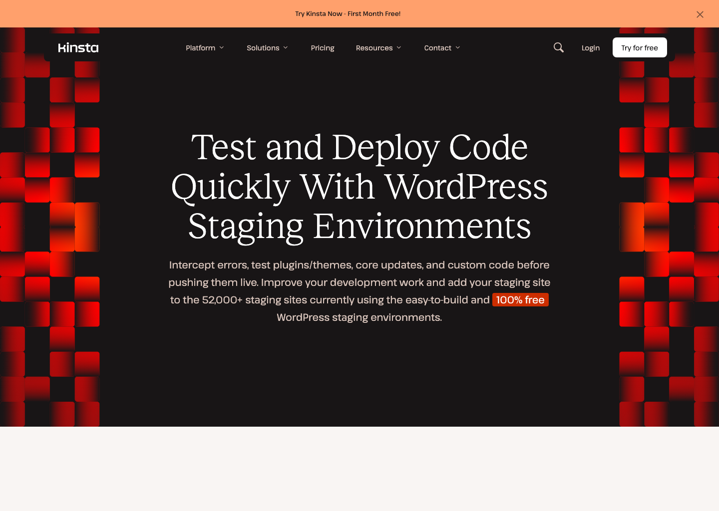 Public Kinsta information about WordPress staging environments
