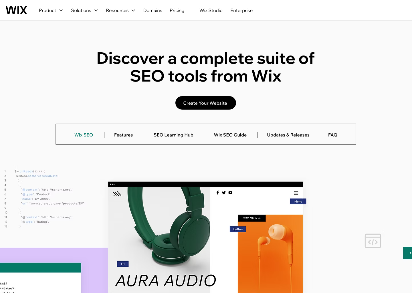 Public Wix information about website SEO settings and controls